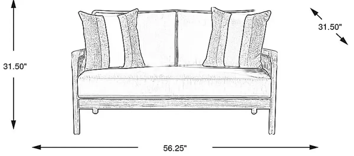 Riva Blonde Outdoor Loveseat with Slate Cushions