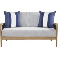 Riva Blonde Outdoor Loveseat with Slate Cushions