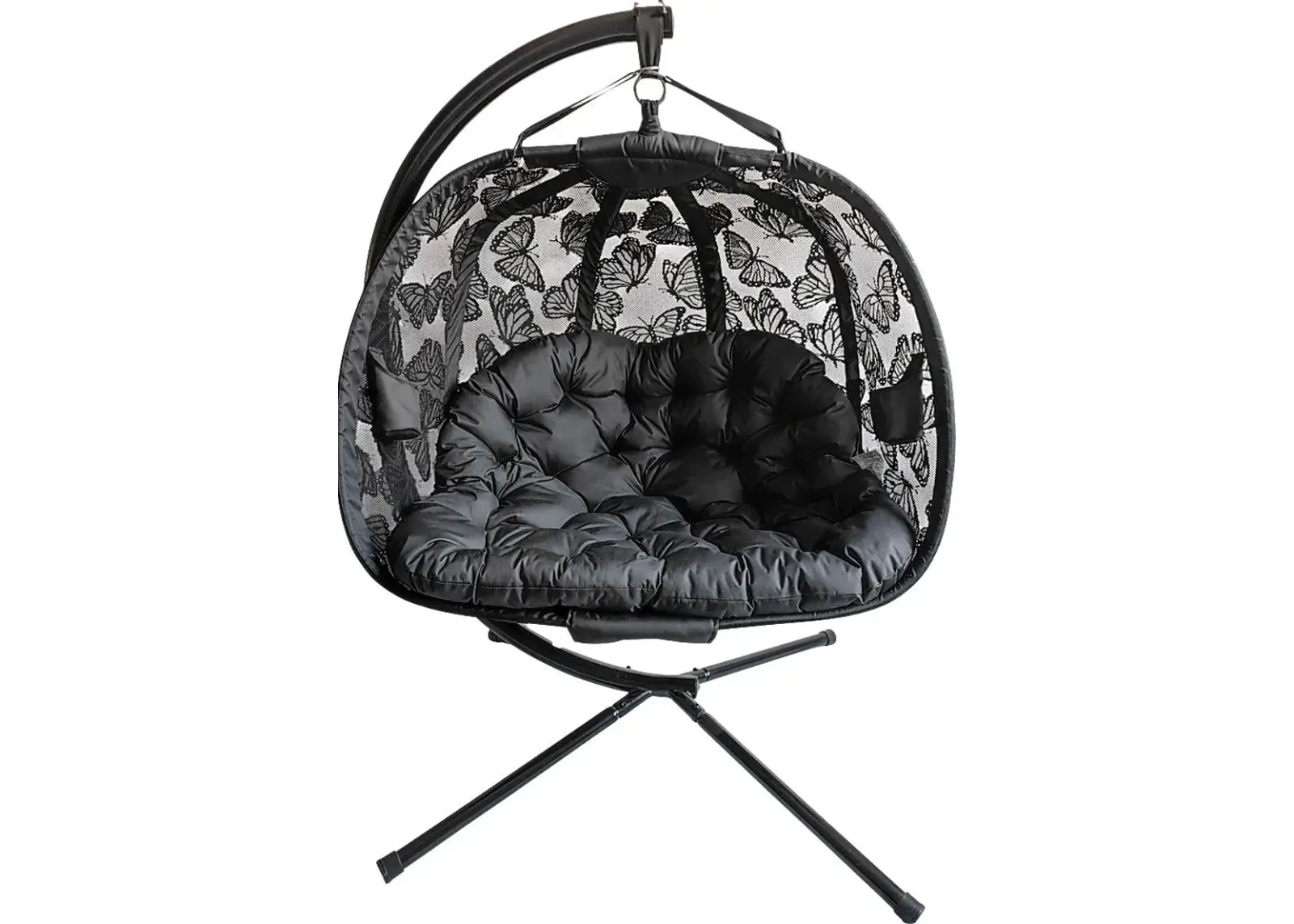 Outdoor Kimbard Black Hanging Loveseat