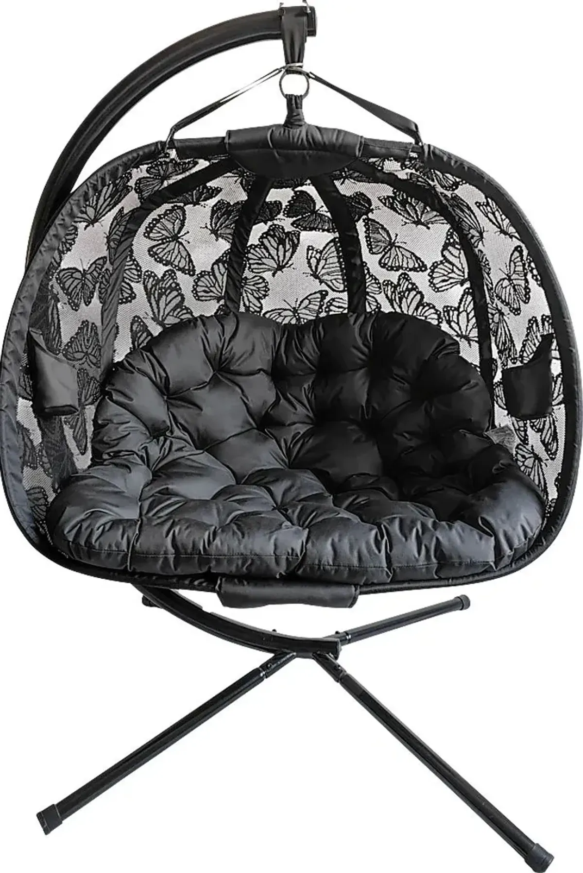 Outdoor Kimbard Black Hanging Loveseat