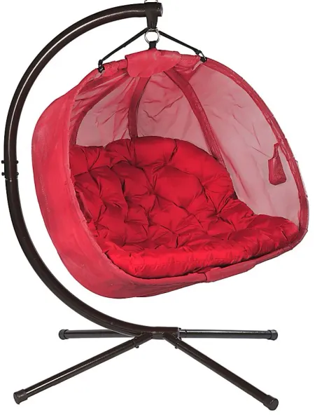 Outdoor Cityfront Red Hanging Loveseat