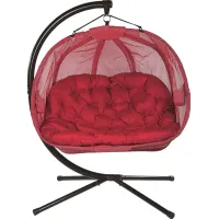 Outdoor Cityfront Red Hanging Loveseat