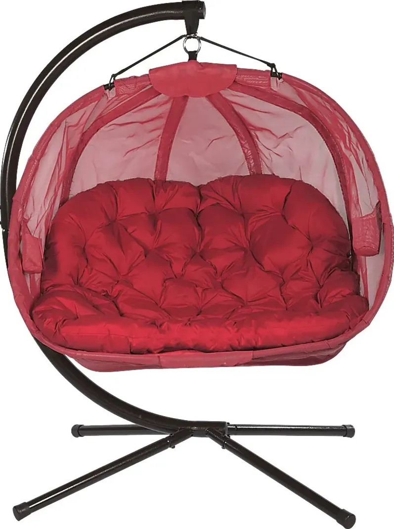 Outdoor Cityfront Red Hanging Loveseat