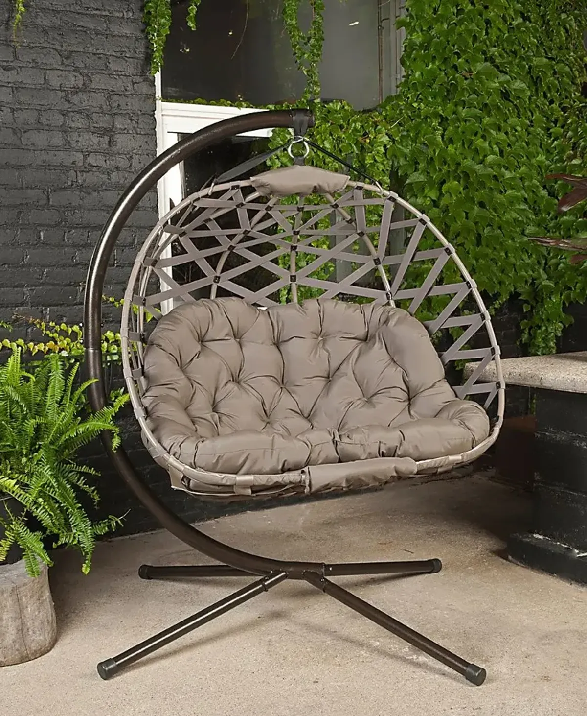 Outdoor Hollette Brown Hanging Loveseat