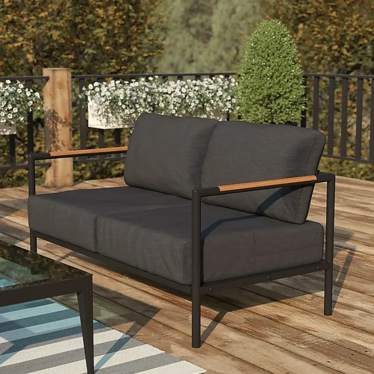 Outdoor Annelan Black Loveseat