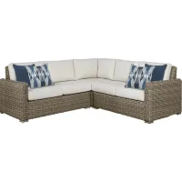 Siesta Key Driftwood 3 Pc Outdoor Sectional with Linen Cushions