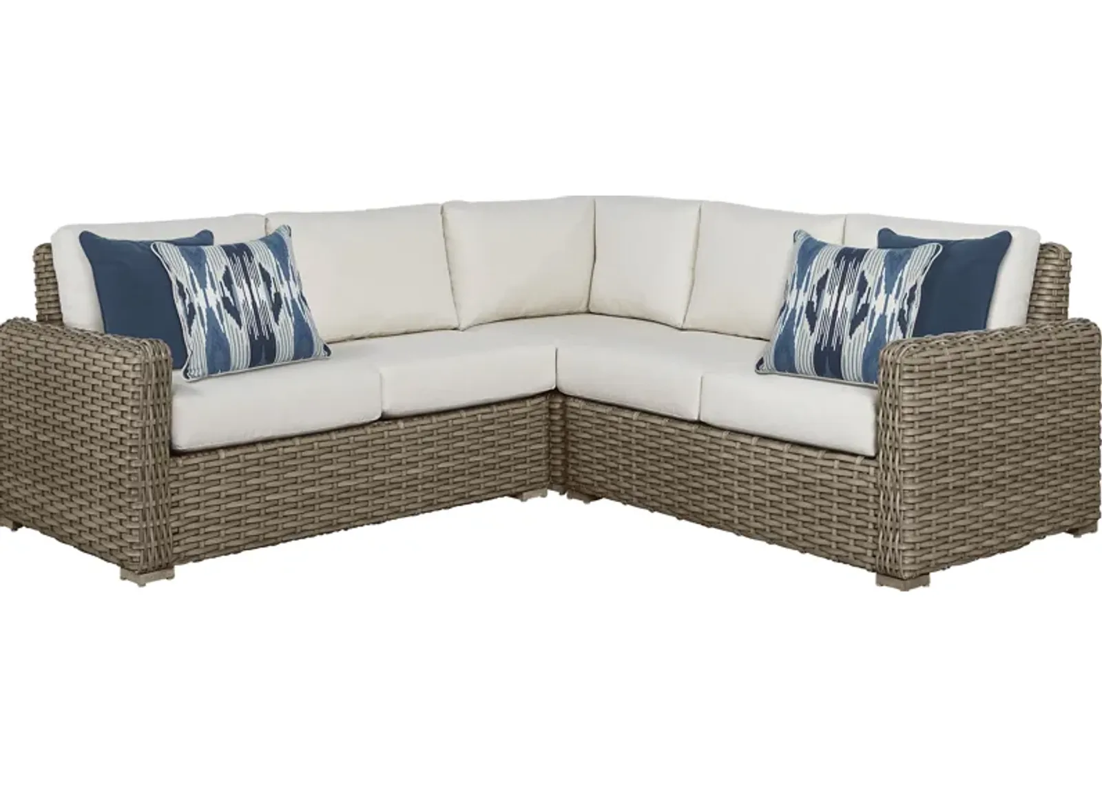 Siesta Key Driftwood 3 Pc Outdoor Sectional with Linen Cushions