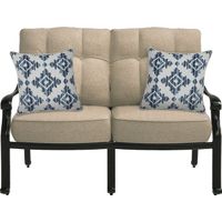 Cindy Crawford Home Lake Como Antique Bronze Outdoor Loveseat with Malt Cushions