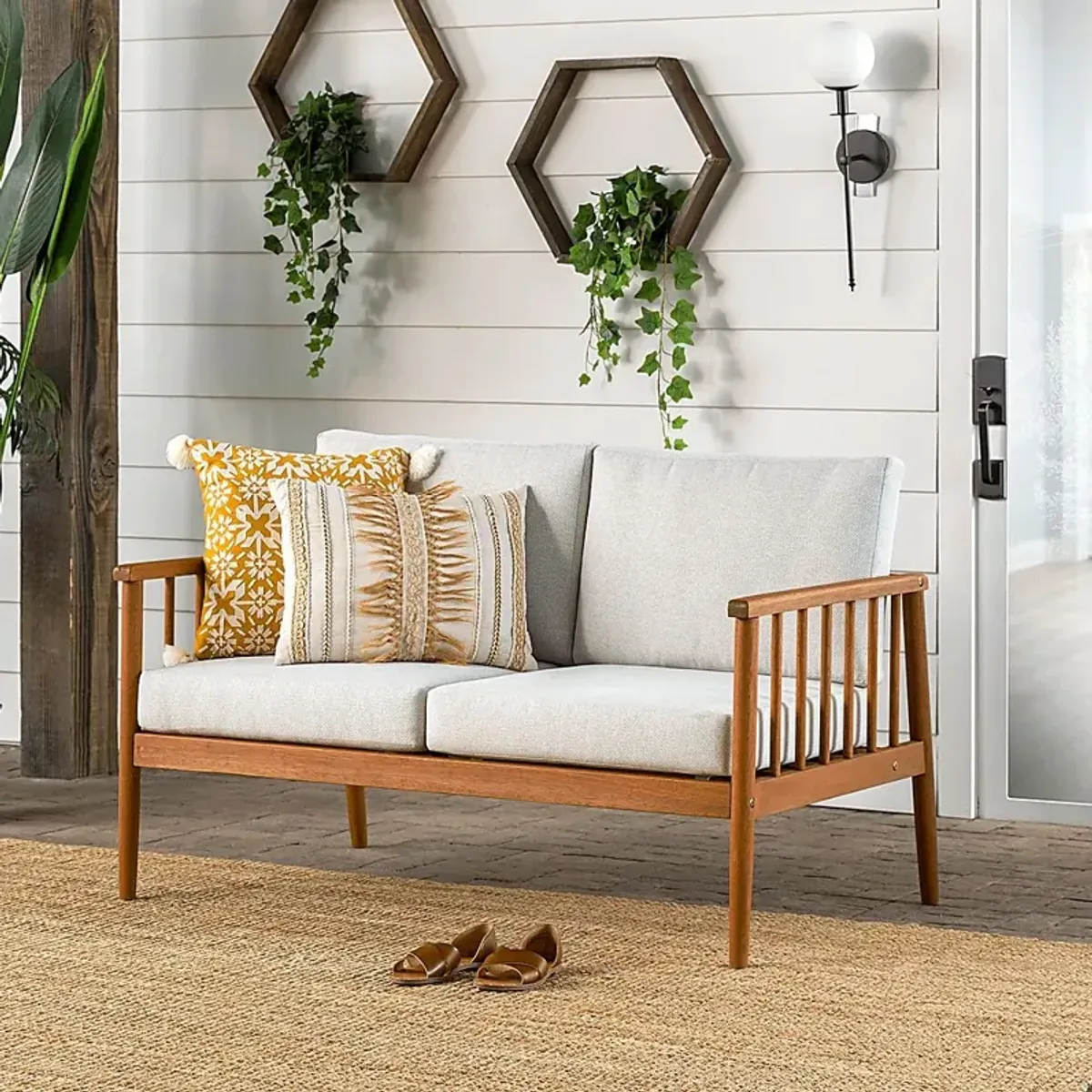 Outdoor Shellrich Coast Brown Loveseat