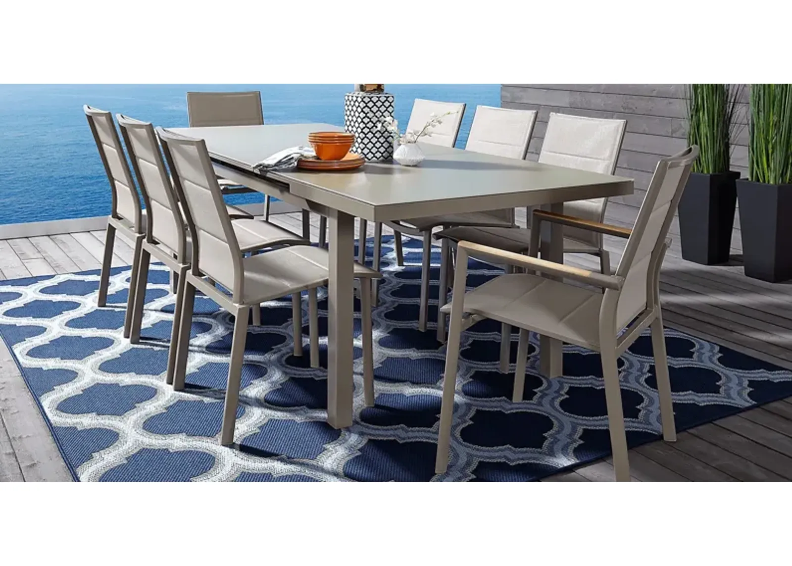 Solana Taupe 5 Pc 71-94 in. Rectangle Outdoor Dining Set