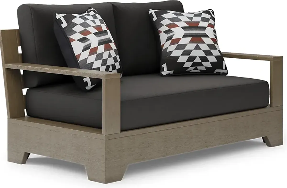 Lake Tahoe Gray Outdoor Loveseat with Charcoal Cushions