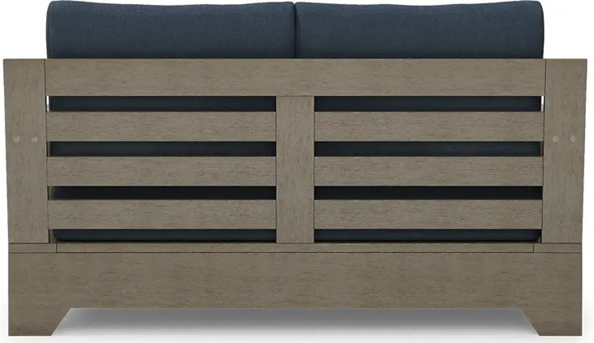 Lake Tahoe Gray Outdoor Loveseat with Indigo Cushions