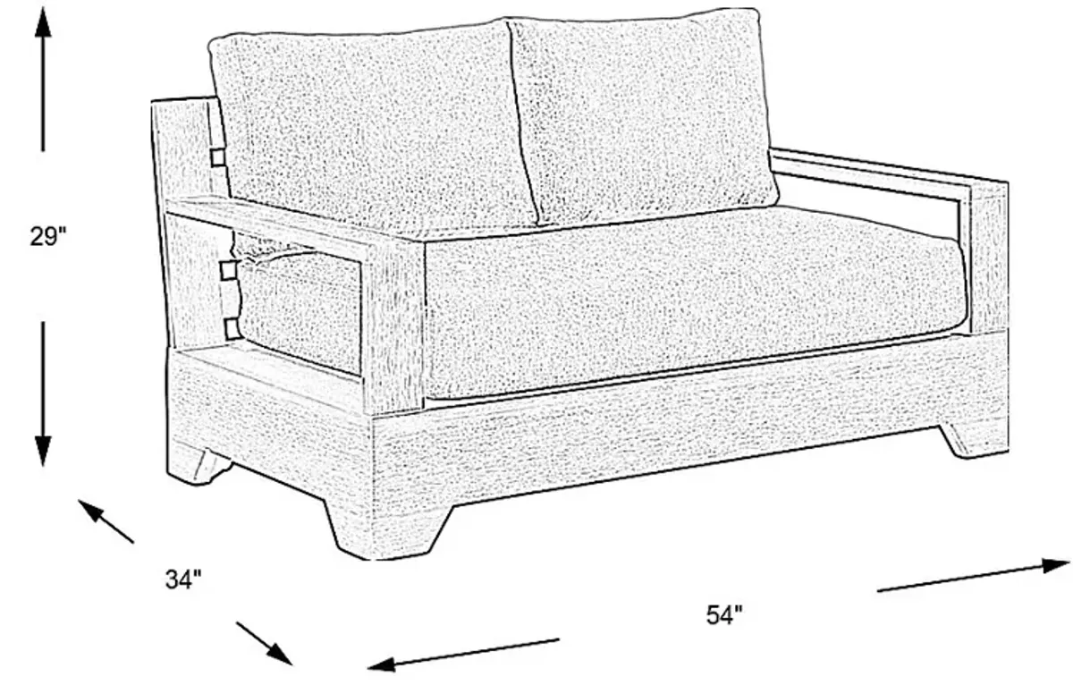 Lake Tahoe Gray Outdoor Loveseat with Indigo Cushions