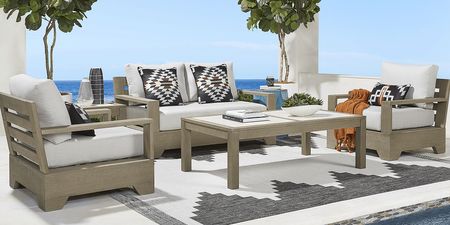 Lake Tahoe Gray Outdoor Loveseat with Seagull Cushions