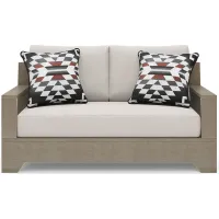 Lake Tahoe Gray Outdoor Loveseat with Seagull Cushions