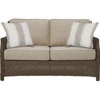 Ridgecrest Brown Outdoor Loveseat with Pebble Cushions