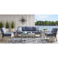 Sun Valley Light Gray 4 Pc Outdoor Seating Set with Blue Cushions