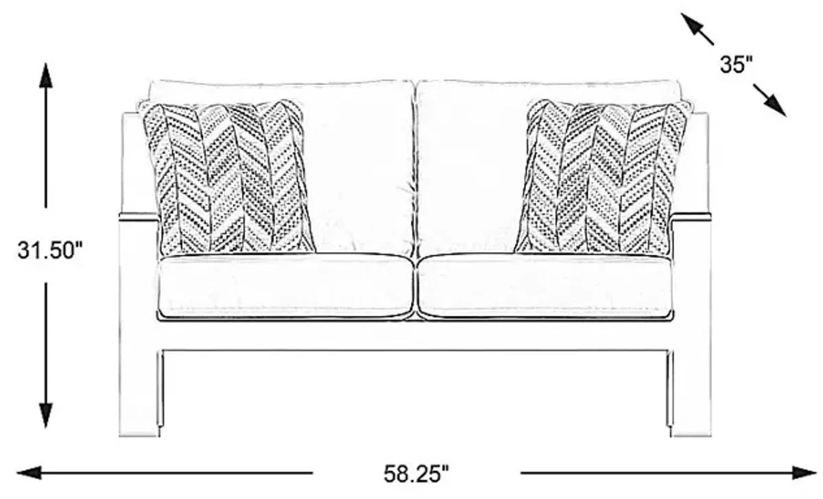 Solana White Outdoor Loveseat with Blueberry Cushions