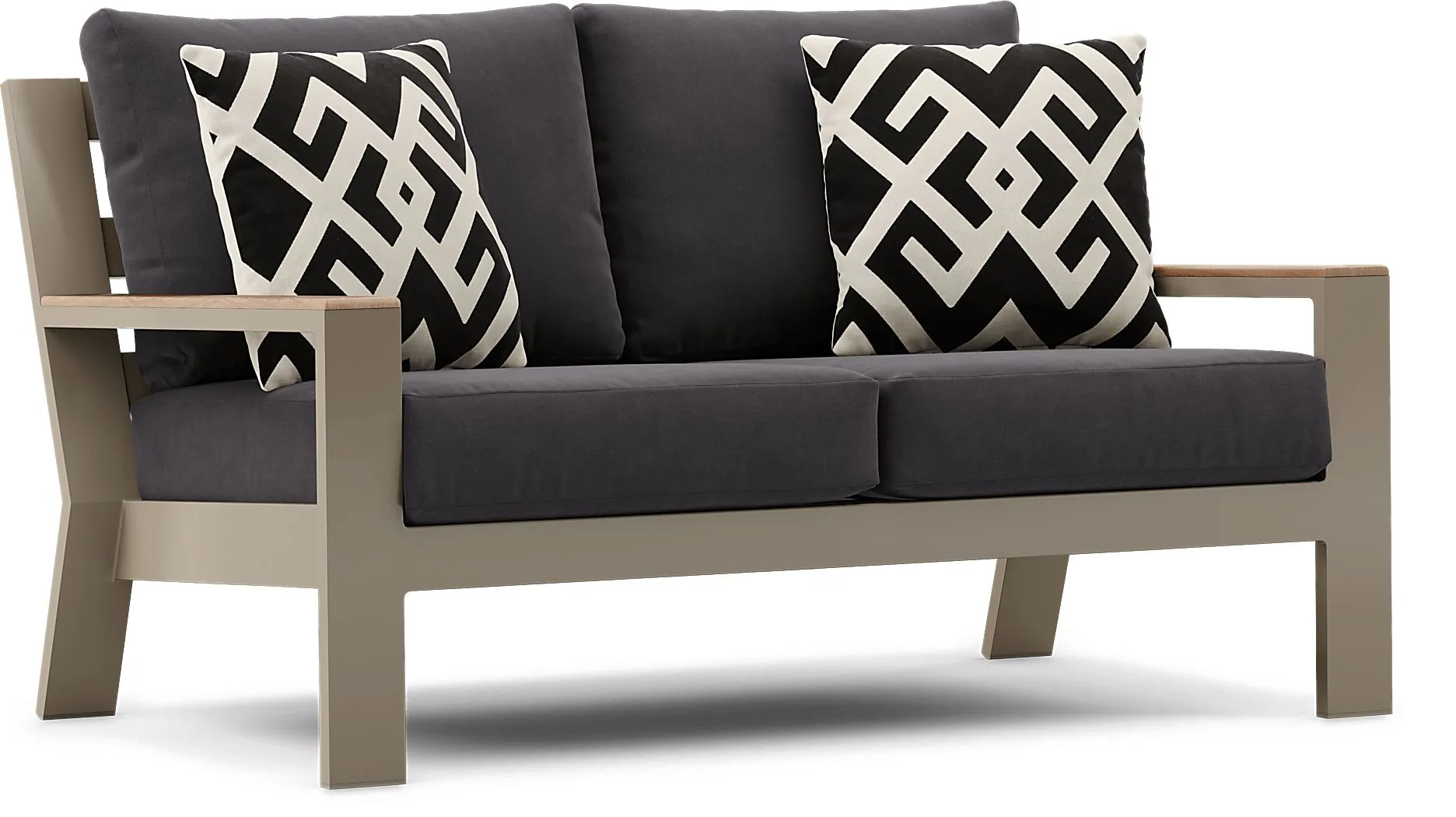 Solana Taupe Outdoor Loveseat with Charcoal Cushions