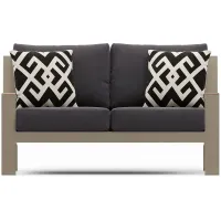 Solana Taupe Outdoor Loveseat with Charcoal Cushions