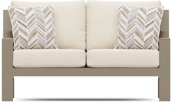 Solana Taupe Outdoor Loveseat with Bisque Cushions