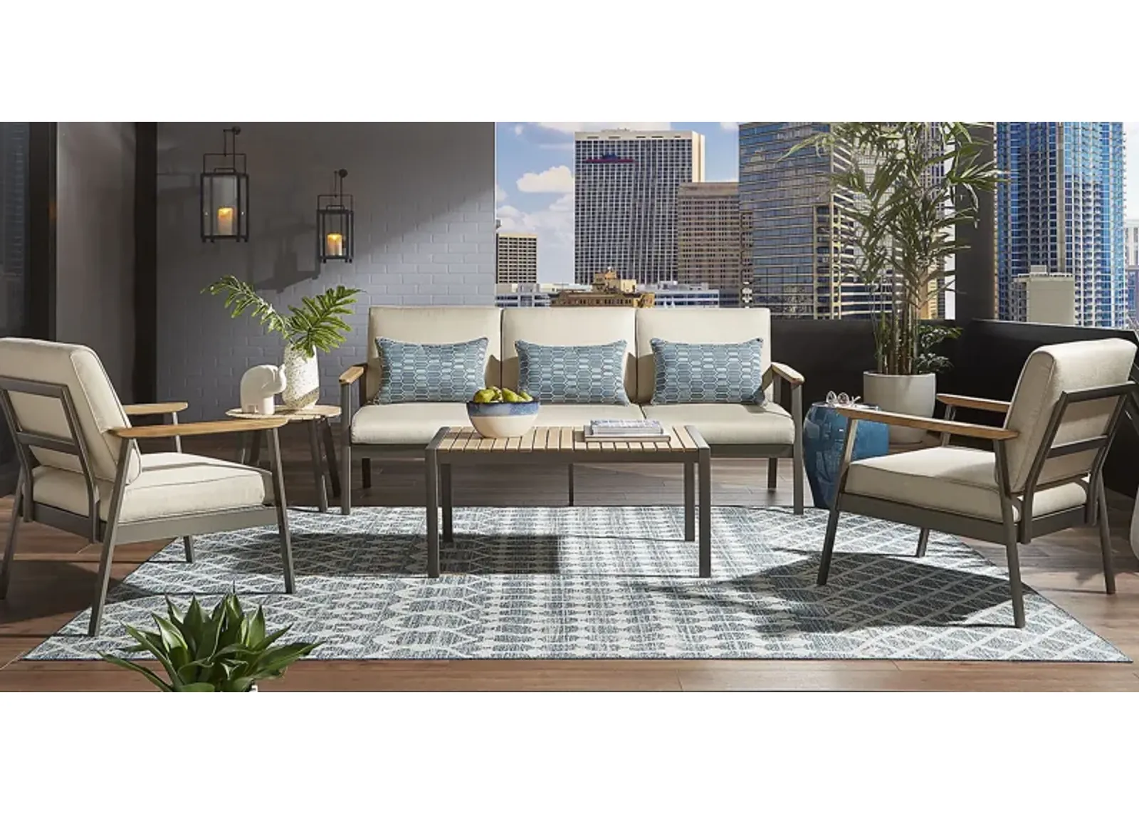 Ocean Tide Gray 4 Pc Outdoor Seating Set