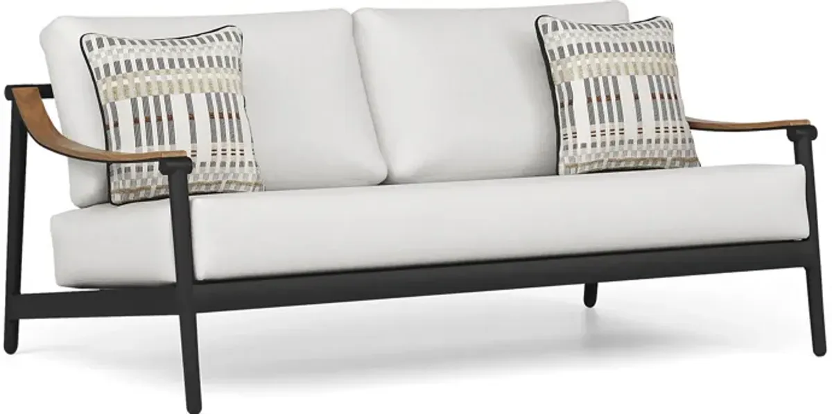 Harlowe Black Outdoor Loveseat with White Cushions