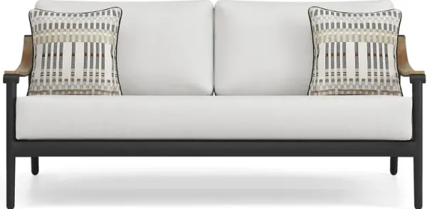 Harlowe Black Outdoor Loveseat with White Cushions