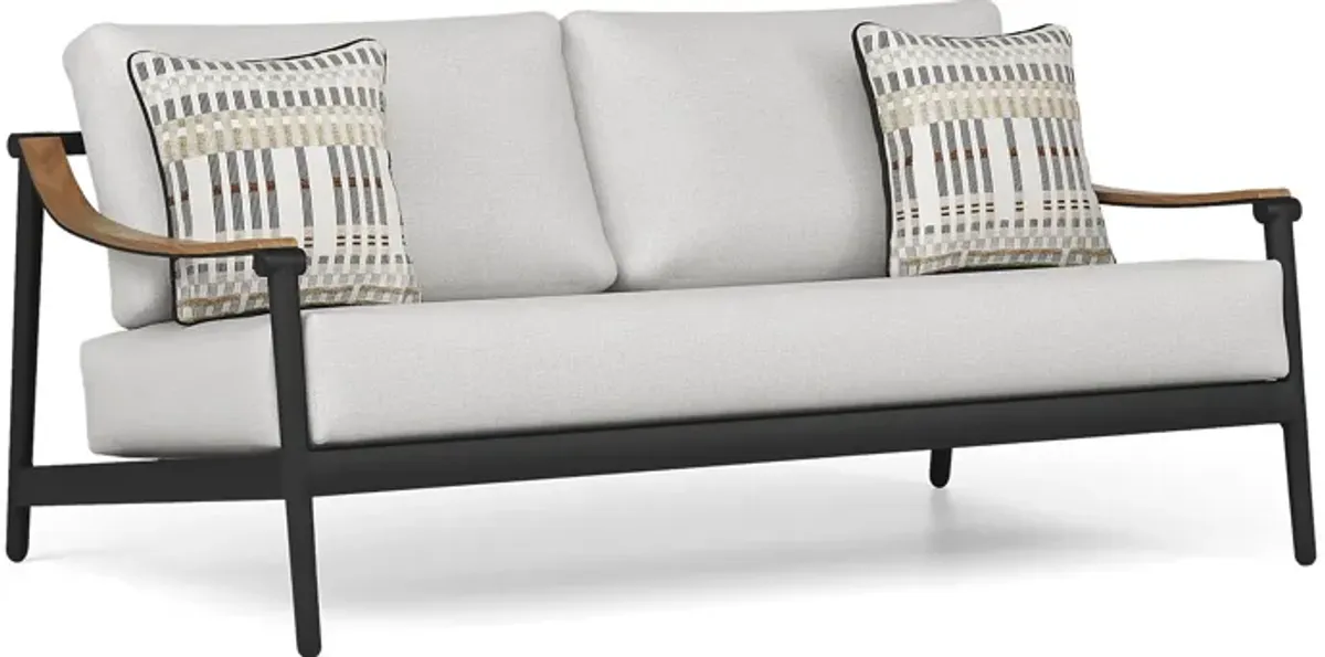 Harlowe Black Outdoor Loveseat with Dove Cushions