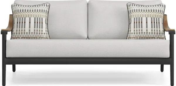 Harlowe Black Outdoor Loveseat with Dove Cushions