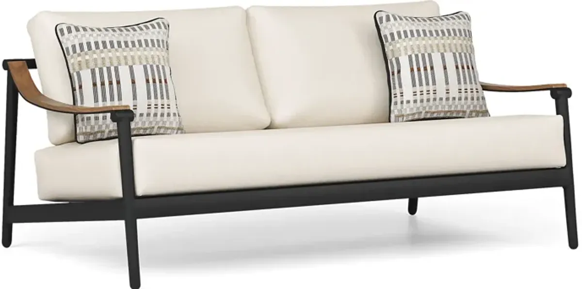 Harlowe Black Outdoor Loveseat with Flax Cushions