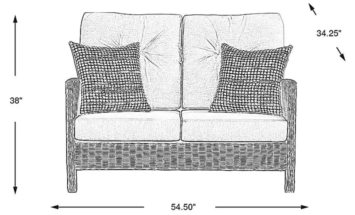 Forest Hills Gray Outdoor Loveseat with Beige Cushions