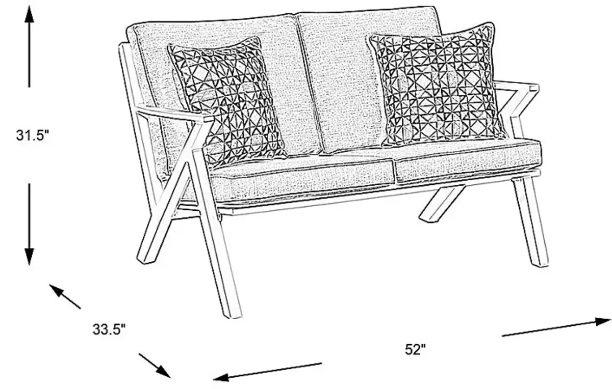 Acadia White Outdoor Loveseat with Hydra Cushions