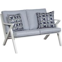 Acadia White Outdoor Loveseat with Hydra Cushions