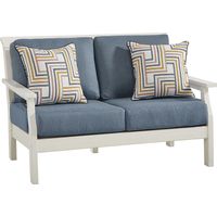 Eastlake White Outdoor Loveseat with Agean Cushions