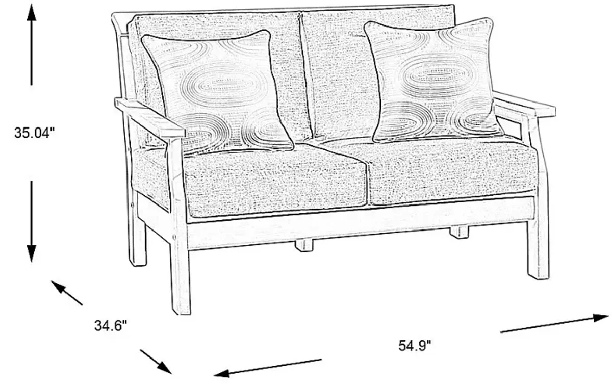 Eastlake White Outdoor Loveseat with Jade Cushions