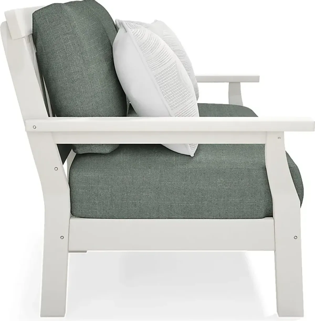 Eastlake White Outdoor Loveseat with Jade Cushions