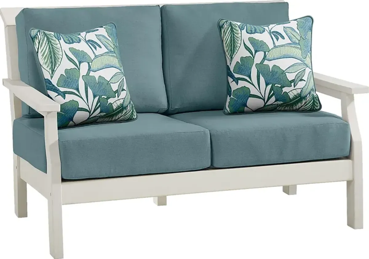 Eastlake White Outdoor Loveseat with Breeze Cushions