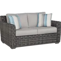 Montecello Gray Outdoor Loveseat with Silver Cushions