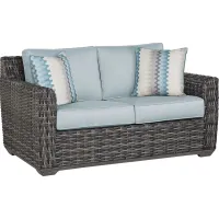 Montecello Gray Outdoor Loveseat with Mist Cushions