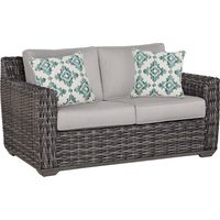 Cindy Crawford Home Montecello Gray Outdoor Loveseat with Silver Cushions