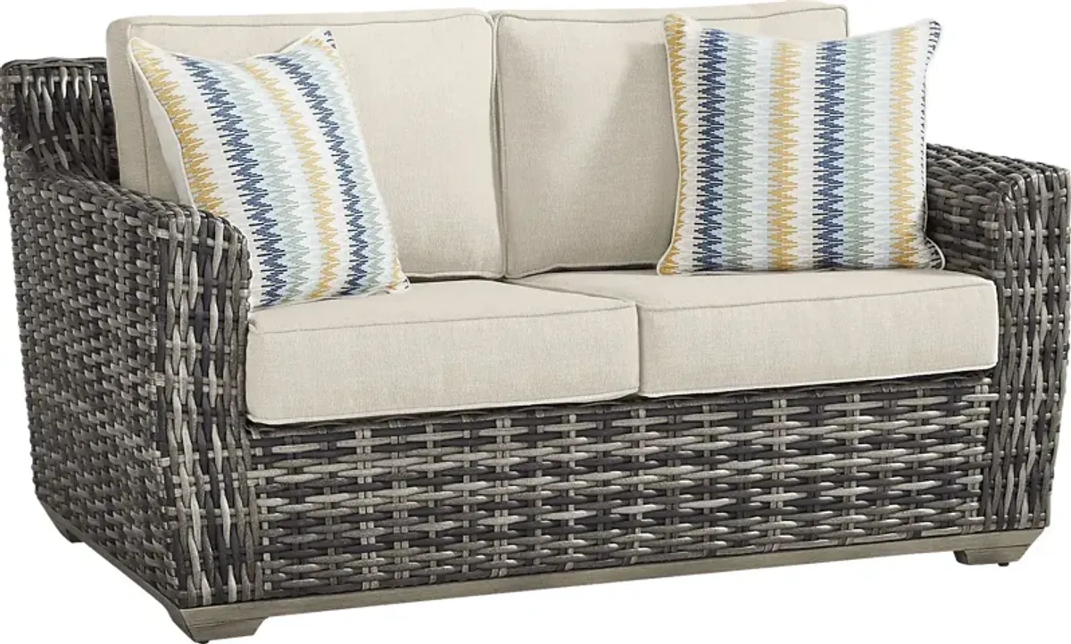 Montecello Gray Outdoor Loveseat with Twine Cushions