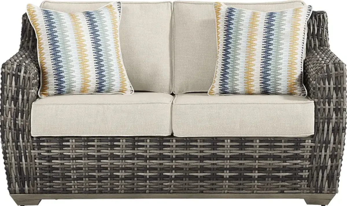 Montecello Gray Outdoor Loveseat with Twine Cushions