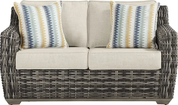 Montecello Gray Outdoor Loveseat with Twine Cushions