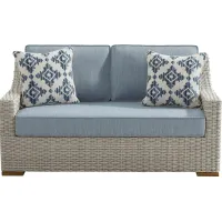 Patmos Gray Outdoor Loveseat with Steel Cushions