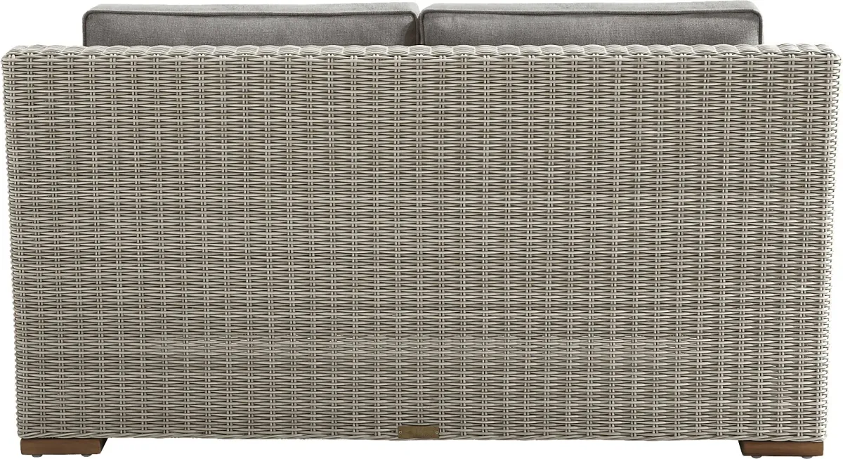 Patmos Gray Outdoor Loveseat with Mushroom Cushions