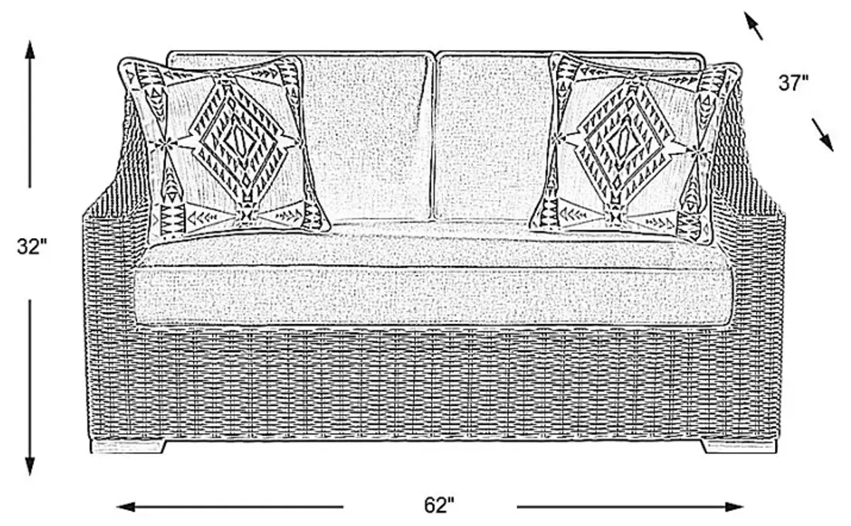 Patmos Gray Outdoor Loveseat with Mushroom Cushions