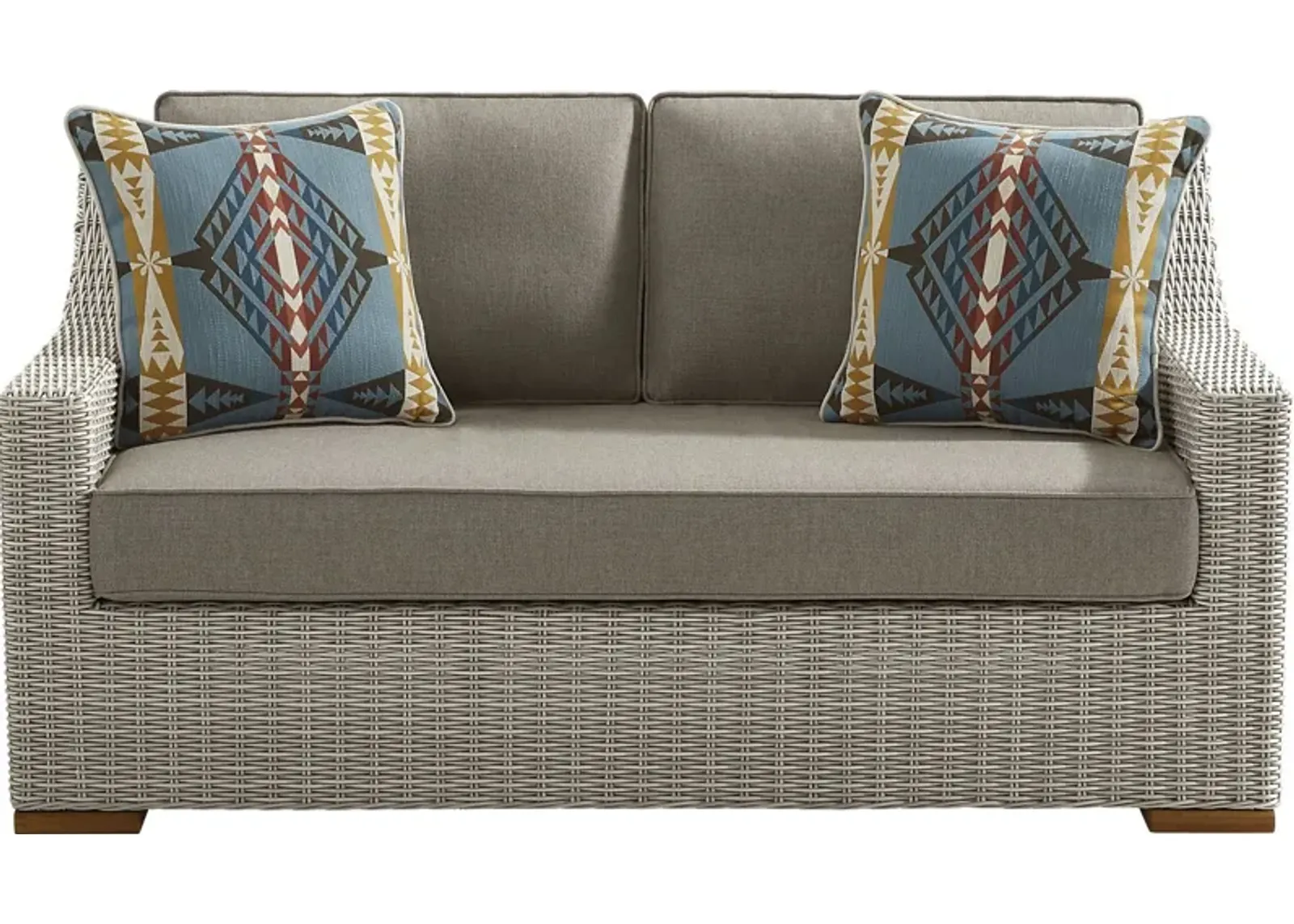 Patmos Gray Outdoor Loveseat with Mushroom Cushions