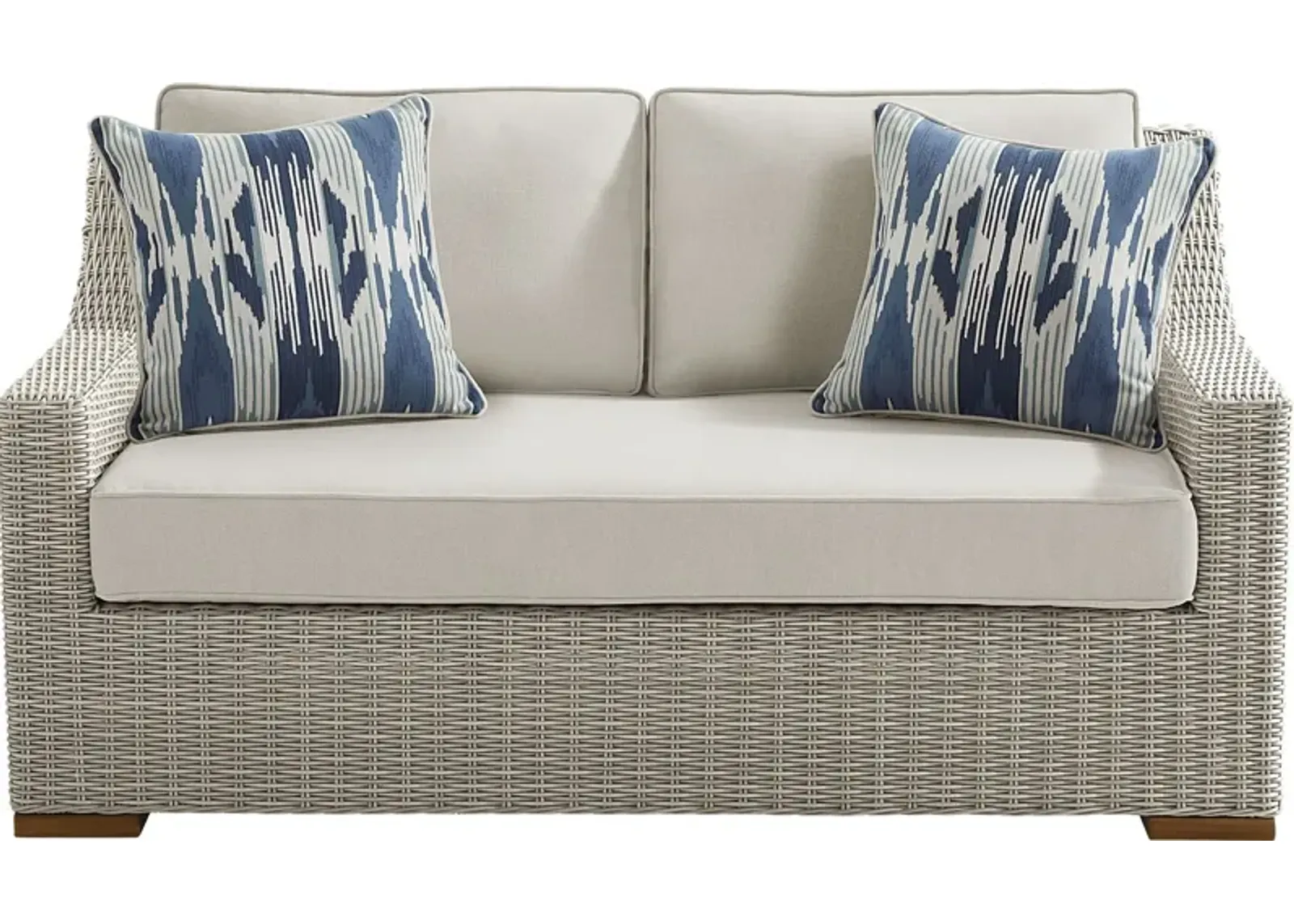 Patmos Gray Outdoor Loveseat with Linen Cushions