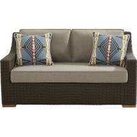 Patmos Brown Outdoor Loveseat with Mushroom Cushions